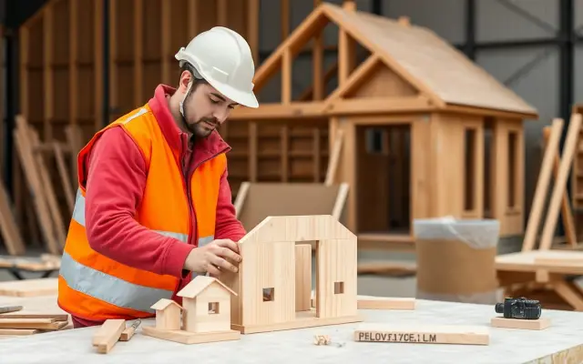 Lesmateriaal Montage eenvoudige houten elementen op de bouwplaats